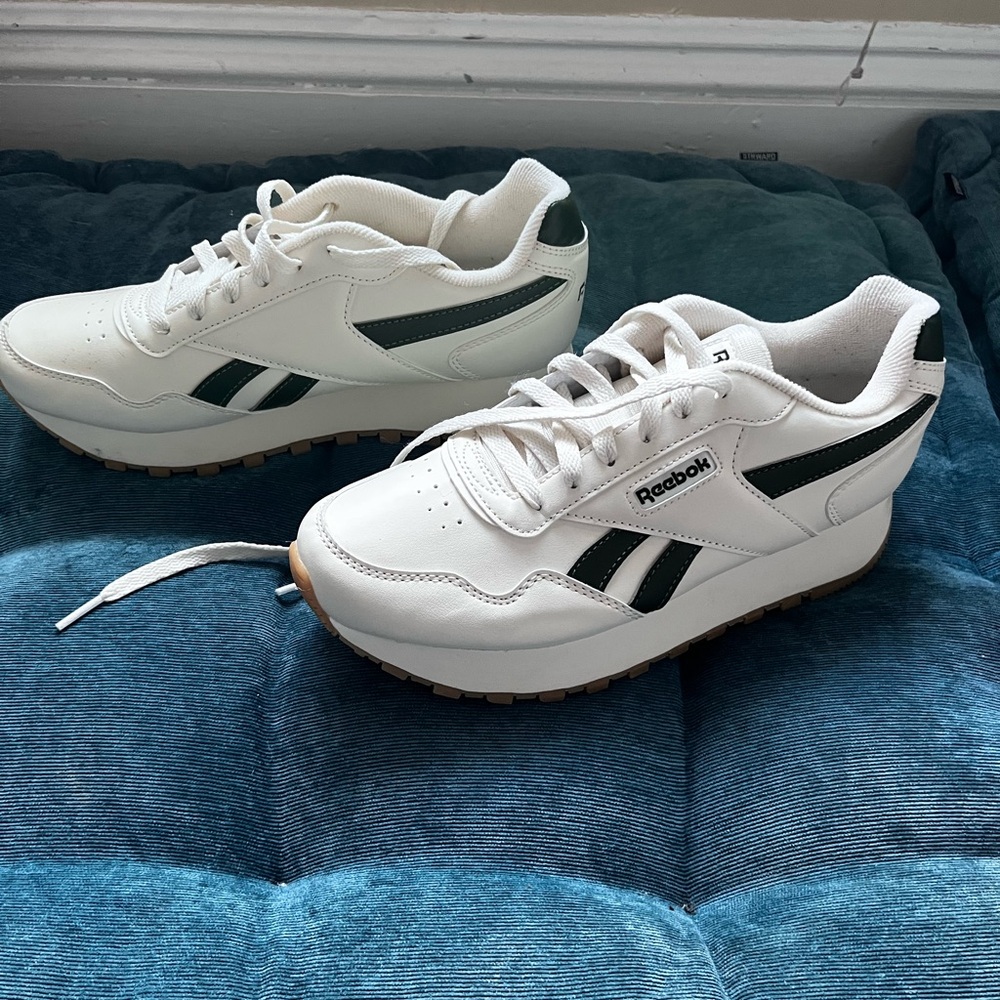 Reebok Classic White and Dark Green Shoes